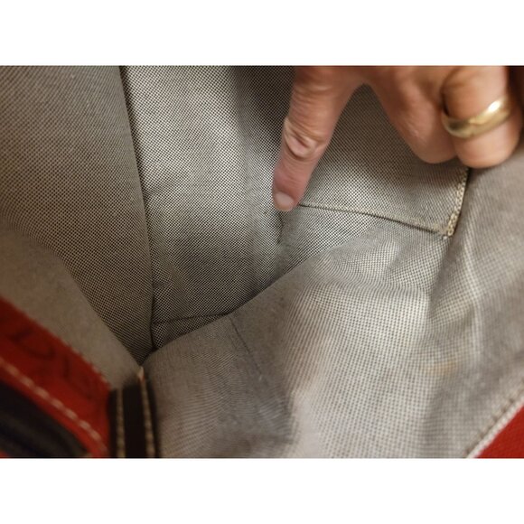 Dooney & Bourke Red Canvas Leather Satchel Tote Bag Matching Pouch Classic Prep - Picture 9 of 12